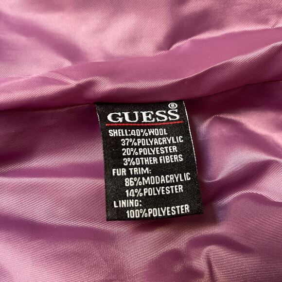 Vintage Guess Tweed Long Trench Coat Women's Large Wool Rare Find 90s - Picture 6 of 15